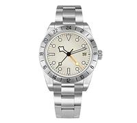 San Martin NH34 SN0054G-B1 BB Luxus Herren GMT Uhren Edelstahl Automatisch Mechanische Business Kleid Armbanduhr für Herren, Weiß ohne Logo