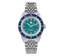 San Martin SN0116G Taucheruhren für Herren, NH34 GMT Uhr, mechanischer Saphirspiegel, voll leuchtend, 10 ATM wasserdicht, 39,5 mm Edelstahl, Blau, Mechanisch, Tauchen, Piloten, Militär