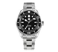 San Martin SN036G 41,5 mm Emaille Zifferblatt Taucher Herren Uhren 20 ATM Vintage Klassisch Luxus Miyota 8315 Automatik mechanische Armbanduhren, schwarz