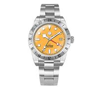 San Martin SN054G-3 NH34 39 mm BB-farbiges Zifferblatt Herren GMT Armbanduhr Saphirglas Business Automatische mechanische Armbanduhren, Orange/Abendrot im Zickzackmuster (Sunset Chevron)