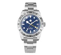 San Martin SN054G-3 NH34 39mm BB Farbe Zifferblatt Männer GMT Uhr Saphirglas Business Automatische Mechanische Armbanduhren, Blau, Mechanisch