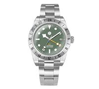 San Martin SN054G-3 NH34 Herren-GMT-Armbanduhr, 39 mm, BB-Farbzifferblatt, Saphirglas, automatisch, mechanische Armbanduhren, Grün , Mechanisch
