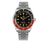 San Martin Vintage Sports Automatik Mechanische Herrenuhr Bidirektionale Saphirglas-Lünette NH34 GMT Uhr, V 2, Retro