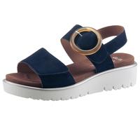 Sandale ARA "BILBAO", Damen, Gr. 39, blau (dunkelblau), Ziegenveloursleder, unifarben, Schuhe Sandale, Keilsandale, Plateausandale mit Klettverschlüssen, G-Weite (94205638-39) dunkelblau