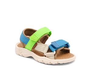 Sandale BISGAARD "nico Weite: normal", Jungen, Gr. 31, blau, grün, beige, Textil, Schuhe Sandale, Trekkingschuh, Badeschuh, Klettschuh, Größenschablone zum Download (31880964-31) blau, grün, beige