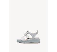 Tamaris Comfort Damen Sandalen flach aus Leder mit Reißverschluss, Mehrfarbig (Lt Blue Comb), 41 EU