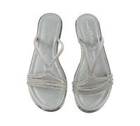 Sandale BUFFALO "Buffalo KIRA MSS GLAM", Damen, Gr. 38, silber (blau, silber), Polyurethan, unifarben, Schuhe Sandale (53719241-38) blau, silber
