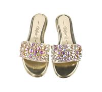 Sandale BUFFALO "Buffalo KIRA SLIDE", Damen, Gr. 41, gold, mermaid, Polyurethan, unifarben, Schuhe Sandale (57188202-41) gold, mermaid