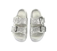 Pantolette BUFFALO "Buffalo Pantoletten Lederimitat", Damen, Gr. 38, silber, Lederimitat, Schuhe Pantolette (66279757-38) silber