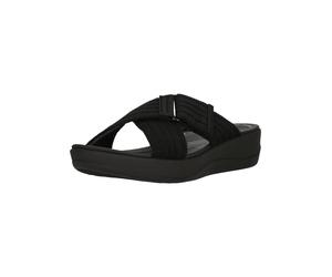 Sandale CLARKS "Arla Wave", Damen, Gr. 39, schwarz, Kunstfaser, Schuhe Sandale, im superbequemen Slip-On-Design (70670053-39) schwarz