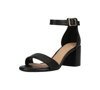 Sandale CLARKS "Ezoria Mae", Damen, Gr. 37,5, schwarz, Leder, Schuhe Sandale, mit raffinierter ausgestellter Ferse (95805228-37,5) schwarz