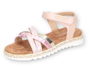 Sandale DOCKERS BY GERLI, Mädchen, Gr. 33, rosa (rosa metallic), Synthetik, metallic, festlich, Schuhe Sandale, Plateausandale, Klettschuh, Glitzersandale mit Flecht-Details (84093533-33) rosa metalli