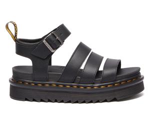 Sandale DR. MARTENS "Blaire", Damen, Gr. 38, schwarz, Leder, Schuhe Sandale, Plateausandale, Riemchensandale, mit Anziehlasche (95687225-38) schwarz