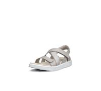 Sandale ECCO "SOFT SANDAL W CROSS STRAP", Damen, Gr. 39, beige (hellgrau), Glattleder, metallic, Schuhe Sandale, Sommerschuh, Riemchensandale mit Klettverschluss (14977749-39) hellgrau