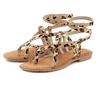 Sandale FRENCH CONNECTION "Sandalette, Sommerschuhe, offener Schuh, Ledersandale", Damen, Gr. 41, bunt (leo), Obermaterial: 100% Rindsleder. Decksohle: 100% Lederimitat. Futter: 100% Ziegenleder. Lauf