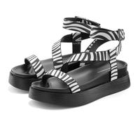 Sandale FRENCH CONNECTION "Sommerschuh, Plateausandale, Plateausandalette", Damen, Gr. 38, schwarz (schwarz, weiß), Obermaterial: 100% Lederimitat. Decksohle: 100% Textilmaterial. Futter: 100% Lederim