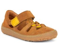 Sandale FRODDO "Barfußschuh", Mädchen, Gr. 25, braun (braun, gelb), Veloursleder, kontrastfarbene Details, Schuhe Sandale, Sommerschuh, Klettschuh, Sandale mit Klettverschluss (58714446-25) braun, gel