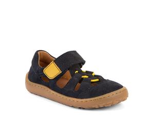 Sandale FRODDO "Barfußschuh", Mädchen, Gr. 28, schwarz (dunkelblau), Veloursleder, Schuhe Sandale, Sommerschuh, Klettschuh, Sandale mit Klettverschluss (47508135-28) dunkelblau