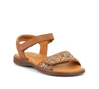 Sandale FRODDO "Lore Sparkle", Mädchen, Gr. 37, cognac, Leder, Glitzer, festlich, Schuhe Sandale, Sommerschuh, Klettschuh, Sandalette, mit zwei Klettverschlüsse (32477513-37)