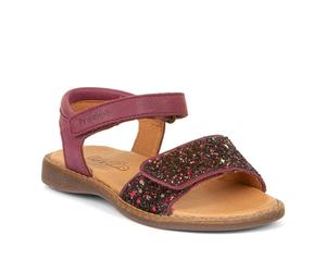 Sandale FRODDO "Lore Sparkle", Mädchen, Gr. 38, beerefarben, Leder, Glitzer, festlich, Schuhe Sandale, Sommerschuh, Klettschuh, Sandalette, mit zwei Klettverschlüsse (61128264-38)