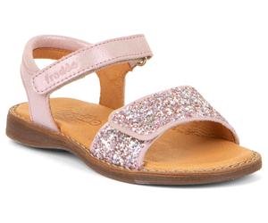 Sandale FRODDO "Lore Sparkle", Mädchen, Gr. 39, pink (pink shine), Leder, Glitzer, glänzend, festlich, Schuhe Sandale, Sommerschuh, Klettschuh, Sandalette, mit zwei Klettverschlüsse (60729753-39) pink