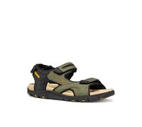 Sandale GEOX, Herren, Gr. 46, moschus, grün, schwarz, Lederimitat, Synthetik, Mesh, kontrastfarbene Details, Basic, Schuhe Sandale, Sommerschuh, Klettschuh, Outdoorsandale im Trekking-Look (40927356-4