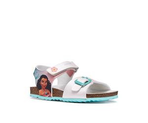 Sandale GEOX "J ADRIEL GIRL", Mädchen, Gr. 28, weiß, disney moana, Lederimitat, Schuhe Sandale, Sommerschuh mit Disney-Motiv, Größenschablone zum Download (95108737-28) weiß, disney moana