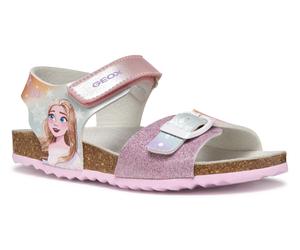 Sandale GEOX "J ADRIEL GIRL", Mädchen, Gr. 32, rosa, Synthetik, Glitzer, Basic, Schuhe Sandale, Sommerschuh, Klettschuh mit Elsa-Motiv (42850800-32) rosa