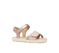 Sandale GEOX "J SANDAL HAITI GIRL", Mädchen, Gr. 24, pink, Leder, Lederimitat, Glitzermuster, Schuhe Sandale, Sandale mit Fersenriemen, Größenschablone zum Download (29738708-24) pink