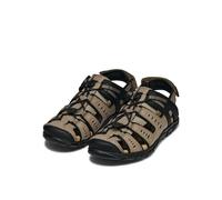 Sandale GEOX "UOMO SANDAL STRADA C", Herren, Gr. 46, schwarz (helltaupe, schwarz), Lederimitat, Textil, Schuhe Sandale, Sommerschuh, Klettschuh, Outdoorsandale, mit Lederfußbett (58459121-46)