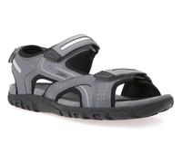 Sandale GEOX "UOMO SANDAL STRADA", Herren, Gr. 42, grau (stone, hellgrau), Lederimitat, Schuhe Sandale, Sommerschuh, Klettschuh, Outdoorsandale, im Trekking-Look (57915611-42)