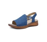 Riemchensandale ARA "HAWAII", Damen, Gr. 38, jeansblau, Textil, unifarben, Basic, Schuhe Riemchensandale, Keilabsatz, Sandalette mit Gummizügen, in Schuhweite G (= weit) (46193627-38) jeansblau