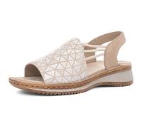 Riemchensandale ARA "HAWAII", Damen, Gr. 35, silber (sand, silberfarben), Veloursleder, metallic, feminin, Schuhe, Sommerschuh, Sandalette, Keilabsatz, mit Stretch-Bänder, G-Weite (92133504-35) sand,