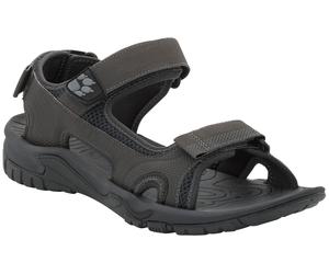 Sandale JACK WOLFSKIN "LAKEWOOD CRUISE SANDAL M", Herren, Gr. 43, grau (phantom), Synthetik, Schuhe Sandale, mit Klettverschluss (47868049-43) phantom