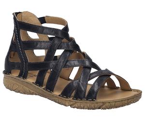Sandale JOSEF SEIBEL "Ivy 06", Damen, Gr. 43, schwarz, Leder, Schuhe Sandale, Römdersandale, Sandalette, Riemchensandale mit Reißverschluss (90568136-43) schwarz