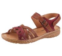 Sandale JOSEF SEIBEL "Ivy 08", Damen, Gr. 40, braun (rot kombiniert), Leder, used, Schuhe Sandale, Klettschuh, Riemchensandale, Weite F (normal) (88211305-40) rot kombiniert
