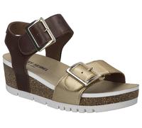 Sandale JOSEF SEIBEL "Quinn 02", Damen, Gr. 40, braun (goldfarben, dunkelbraun), Leder, kontrastfarbene Details, metallic, Schuhe, Plateausandale, Keilsandalette, Klettschuh mit Schnallen (71321610-40