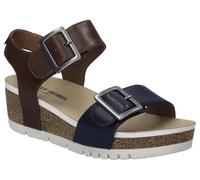 Sandale JOSEF SEIBEL "Quinn 02", Damen, Gr. 40, bunt (dunkelblau, camelfarben), Leder, kontrastfarbene Details, Schuhe, Plateausandale, Keilsandalette, Klettschuh mit Schnallen (23108808-40) dunkelbla