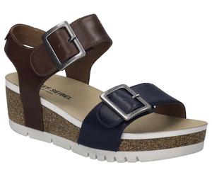Sandale JOSEF SEIBEL "Quinn 02", Damen, Gr. 40, bunt (dunkelblau, camelfarben), Leder, kontrastfarbene Details, Schuhe Sandale, Plateausandale, Keilsandalette, Klettschuh mit Schnallen (23108808-40) d