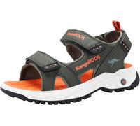 Sandale KANGAROOS "K-AS Ture", Mädchen, Gr. 31, grün (olive, flame), Synthetik, Schuhe Sandale, mit Klettverschluss (85947724-31) olive, flame