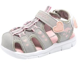 Sandale KANGAROOS "K-Mini", Mädchen, Gr. 30, bunt (hellgrau, rosa), Synthetik, Textil, Schuhe Sandale, mit Klettverschluss (35908226-30) hellgrau, rosa