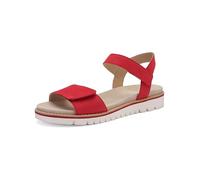 Riemchensandale ARA "KENT", Damen, Gr. 42, rot, Ziegenveloursleder, unifarben, Basic, Schuhe Riemchensandale, Keilsandalette, Sommerschuh mit High Soft-Funktion, G-Weite (48826051-42) rot
