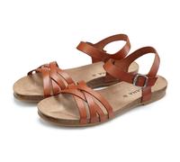 Sandale LASCANA "Sandalette, Sommerschuh", Damen, Gr. 45, braun, Obermaterial: 100% Rindsleder. Decksohle: 100% Rindsleder. Laufsohle: 100% Synthetik, unifarben, casual, Schuhe Riemchensandale, aus Le