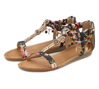 Sandale LASCANA "Sommerschuh", Damen, Gr. 35, bunt (schwarz, rot, braun, bunt), Obermaterial: 100% Textilmaterial. Futter: 100% Lederimitat. Decksohle: 100% Lederimitat. Laufsohle: 100% Synthetik, eth