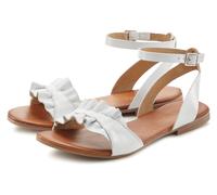 Sandale LASCANA "Sommerschuh", Damen, Gr. 35, weiß, Obermaterial: 100% Ziegenleder. Decksohle: 100% Rindsleder. Futter: 100% Schweinsleder. Laufsohle: 100% Synthetik, unifarben, Basic, Schuhe Sandale,