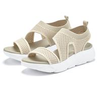 Sandale LASCANA "Sommerschuh", Damen, Gr. 37, beige, Obermaterial: 100% Textilmaterial. Decksohle: 100% Synthetik. Laufsohle: 100% Synthetik, unifarben, Schuhe Sandale, Sandalette, Sommerschuh aus ela