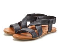 Sandale LASCANA "Sommerschuh", Damen, Gr. 37, schwarz, Obermaterial: 100% Rindsleder. Decksohle: 100% Rindsleder. Laufsohle: 100% Synthetik, unifarben, Schuhe Sandale, aus Leder mit raffinierten Riemc
