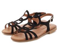 Sandale LASCANA, Damen, Gr. 38, schwarz, Obermaterial: 100% Rindsleder. Futter: 100% Textilmaterial. Decksohle: 100% Textilmaterial. Laufsohle: 100% Synthetik, unifarben, modisch, Schuhe, aus hochwert