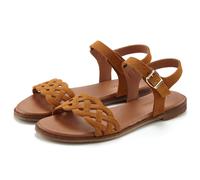 Sandale LASCANA "Sommerschuh", Damen, Gr. 40, braun (camelfarben), Obermaterial: 100% Rindsleder. Decksohle: 50% Lederimitat, 50% Polyester. Futter: 50% Lederimitat, 50% Polyester. Laufsohle: 100% Syn