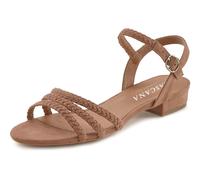 Sandale LASCANA "Sommerschuh", Damen, Gr. 40, braun (taupe), Obermaterial: 100% Textilmaterial. Decksohle: 100% Lederimitat. Futter: 100% Lederimitat. Laufsohle: 100% Synthetik, unifarben, Schuhe Riem